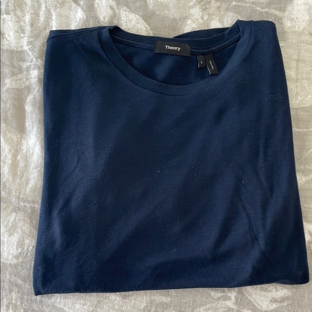 Theory Deep Blue Crew Neck Tee.